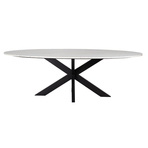 Ava White Marble Oval 6 Seater Dining Table
